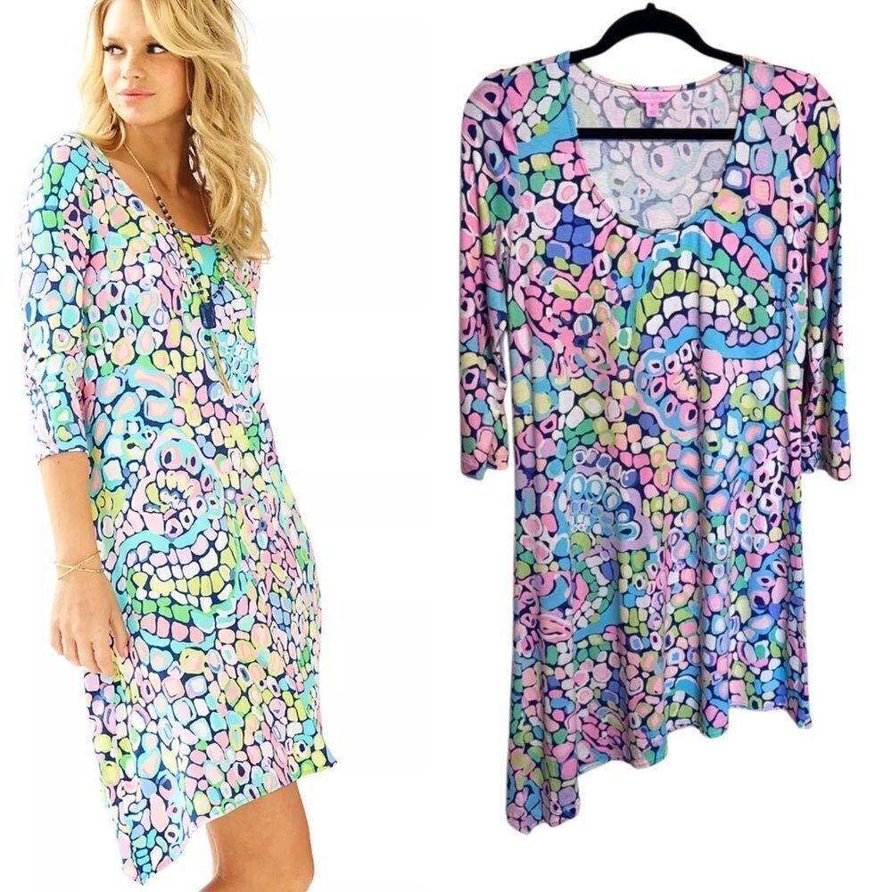 LILLY PULITZER- Ariana Gypsy Jungle Print Swing Asymmetrical Dress, Size M